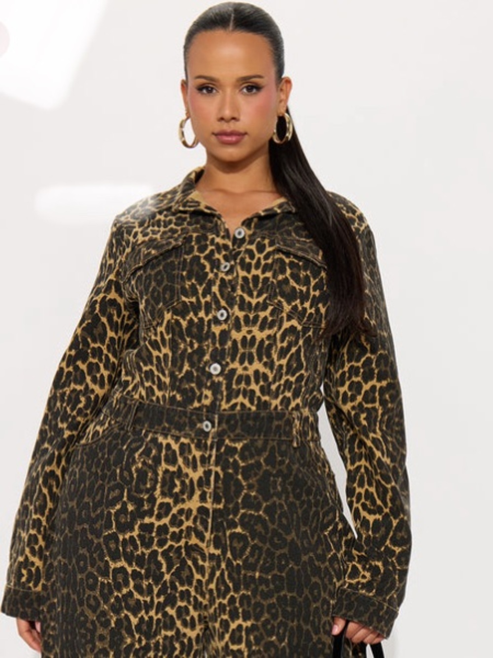 Fashion Nova Leopard Denim Jumpsuit – XL – NWT - Picture 2 of 4